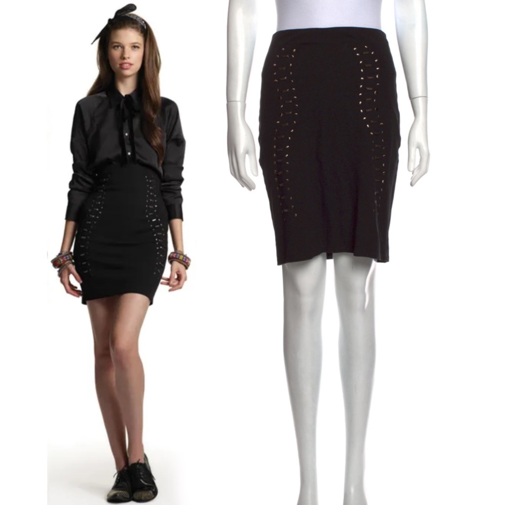 William Rast Black Studded Mini Skirt with Hidden Back Zipper Size XS